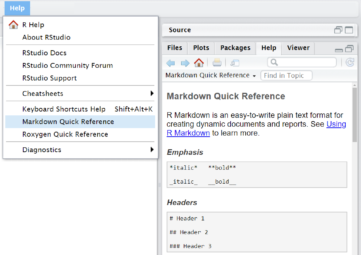RStudio Markdown quick reference guide.
